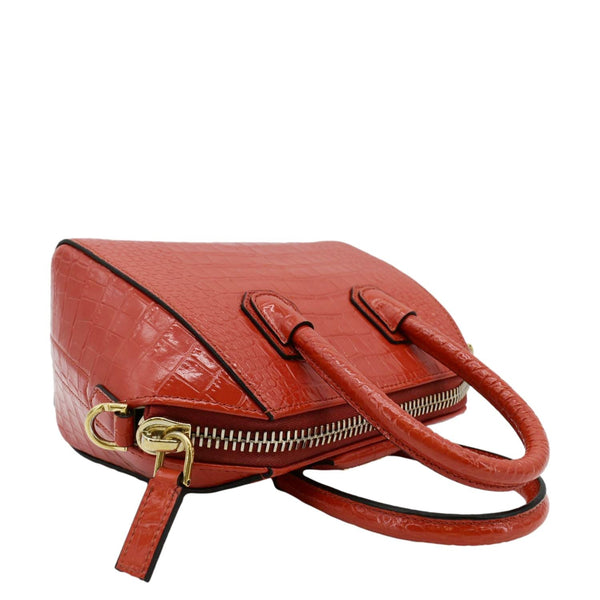 GIVENCHY Antigona Small Crocodile Embossed Leather Shoulder Bag Red