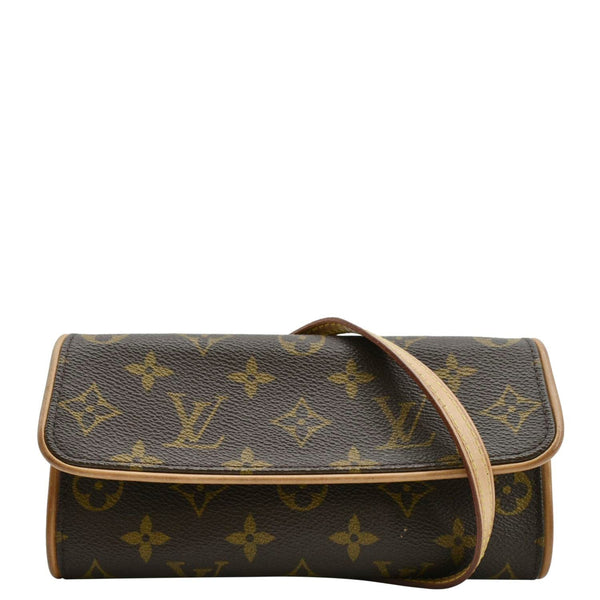 LOUIS VUITTON Pochette Twin Monogram Canvas Crossbody Bag Brown