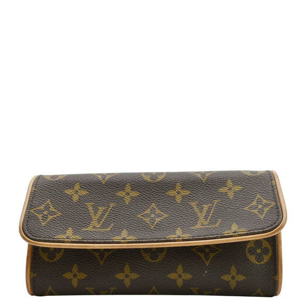 LOUIS VUITTON Pochette Twin Monogram Canvas Crossbody Bag Brown