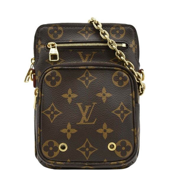 LOUIS VUITTON Utility Phone Sleeve Monogram Canvas Crossbody Bag Brown