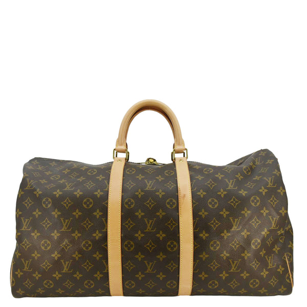 LOUIS VUITTON Keepall 55 Bandouliere Monogram Canvas Travel Bag Brown