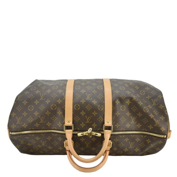 LOUIS VUITTON Keepall 55 Bandouliere Monogram Canvas Travel Bag Brown