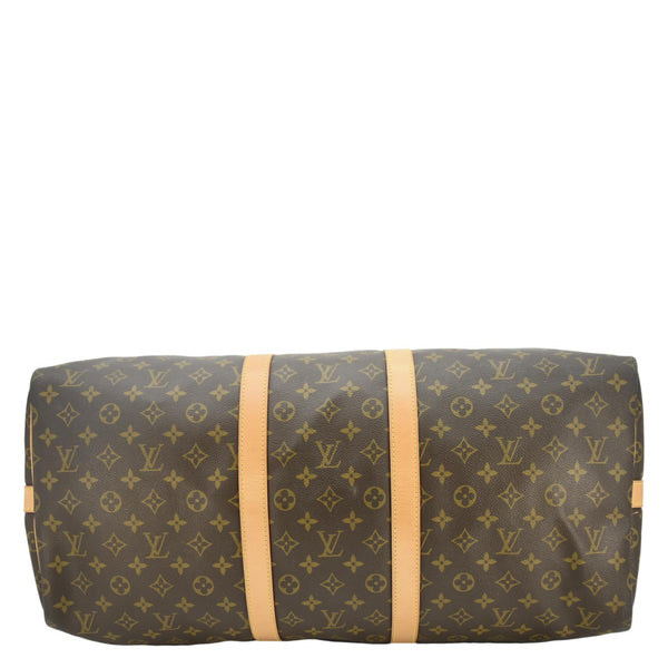 LOUIS VUITTON Keepall 55 Bandouliere Monogram Canvas Travel Bag Brown