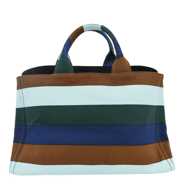 PRADA Canapa Righe Canvas Satchel Bag Multicolor