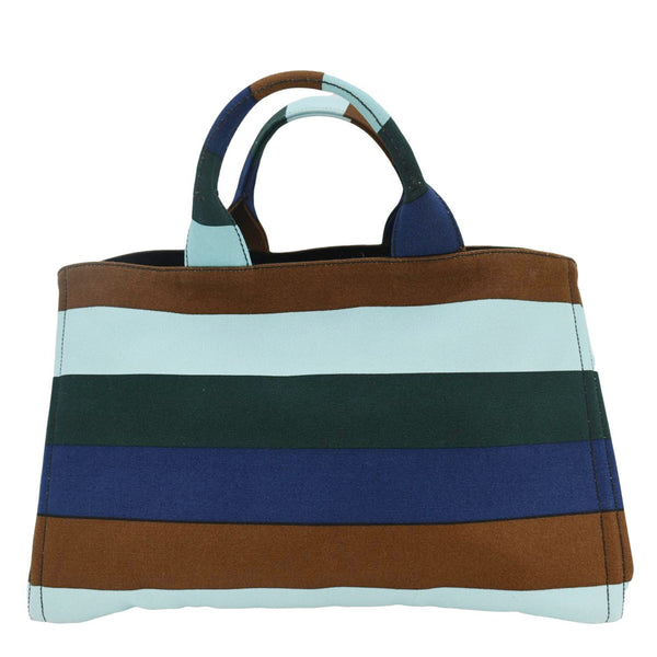 PRADA Canapa Righe Canvas Satchel Bag Multicolor