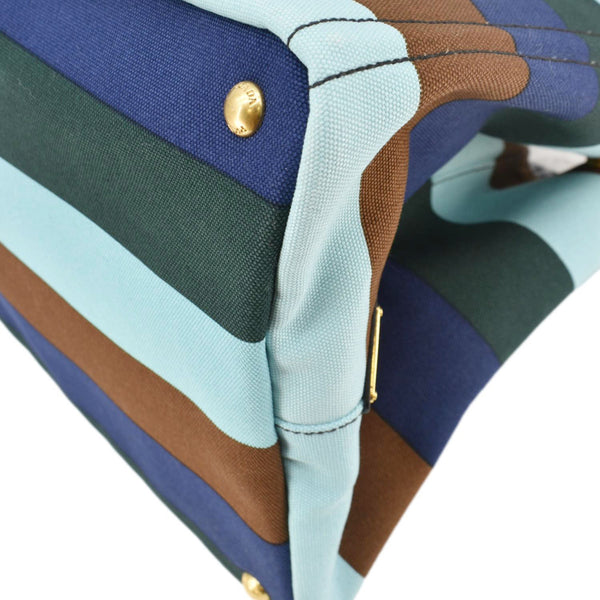 PRADA Canapa Righe Canvas Satchel Bag Multicolor