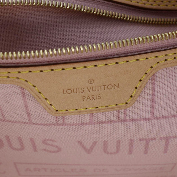 LOUIS VUITTON Neverfull GM Damier Azur Tote Shoulder Bag Rose Ballerine