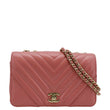 CHANEL Statement Flap Mini Quilted Chevron Crossbody Bag Pink