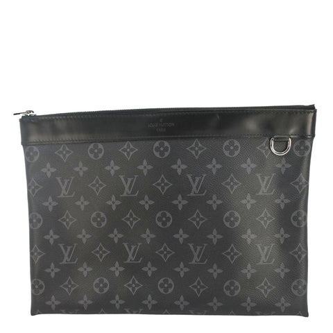 LOUIS VUITTON Monogram Eclipse Pouch Clutch Bag Black