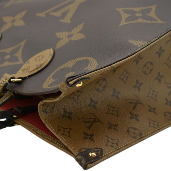 LOUIS VUITTON Onthego GM Giant Monogram Reverse Canvas Tote Bag Brown