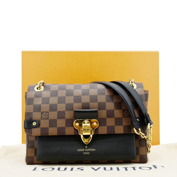 LOUIS VUITTON Vavin PM Damier Ebene Chain Crossbody Bag Black