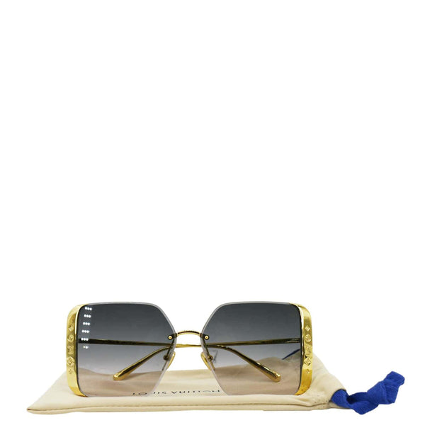 LOUIS VUITTON LV Moon Z1994U Metal Frame Gradient Blue Square Sunglasses Gold