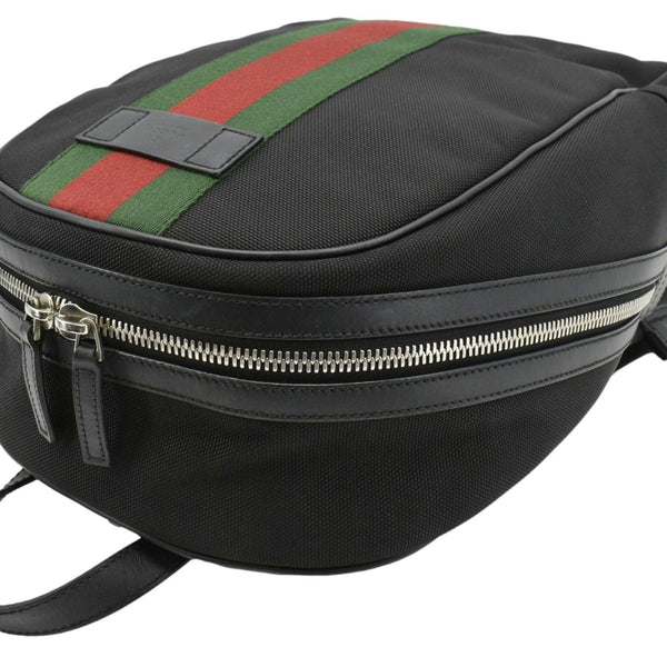 GUCCI Web Stripe Canvas Backpack Black 630918