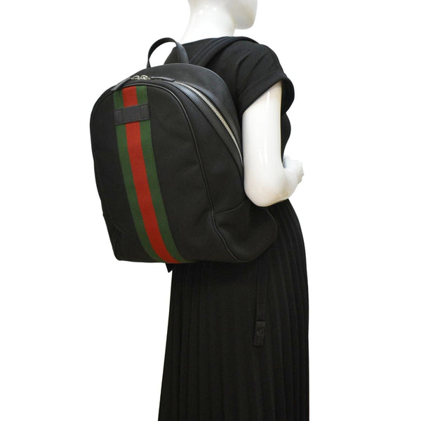 GUCCI Web Stripe Canvas Backpack Black 630918