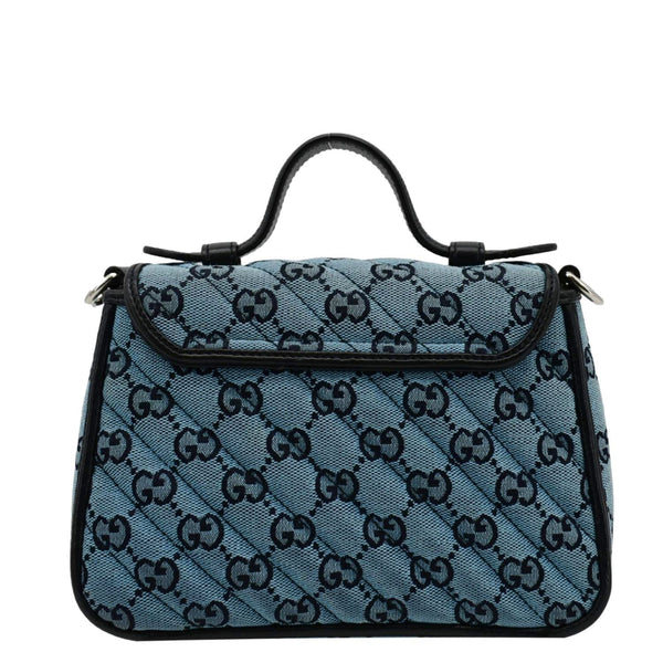 GUCCI GG Marmont Mini Top Handle Canvas Crossbody Bag Blue 583571