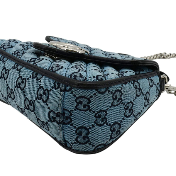 GUCCI GG Marmont Mini Top Handle Canvas Crossbody Bag Blue 583571