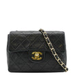 CHANEL Classic Flap Vintage Mini Square Lambskin Leather Crossbody Bag Black