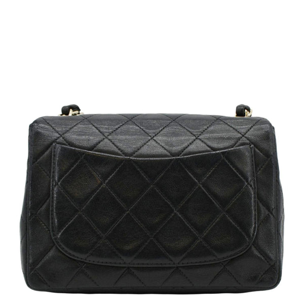 CHANEL Classic Flap Vintage Mini Square Lambskin Leather Crossbody Bag Black