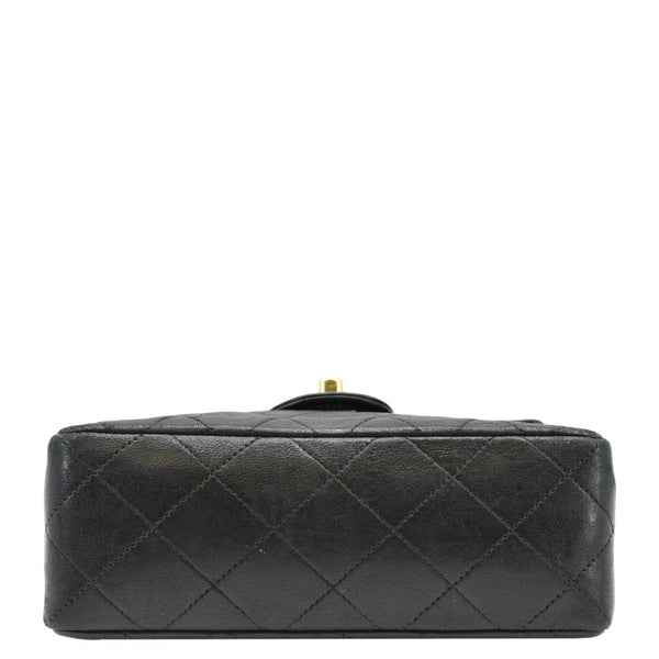 CHANEL Classic Flap Vintage Mini Square Lambskin Leather Crossbody Bag Black