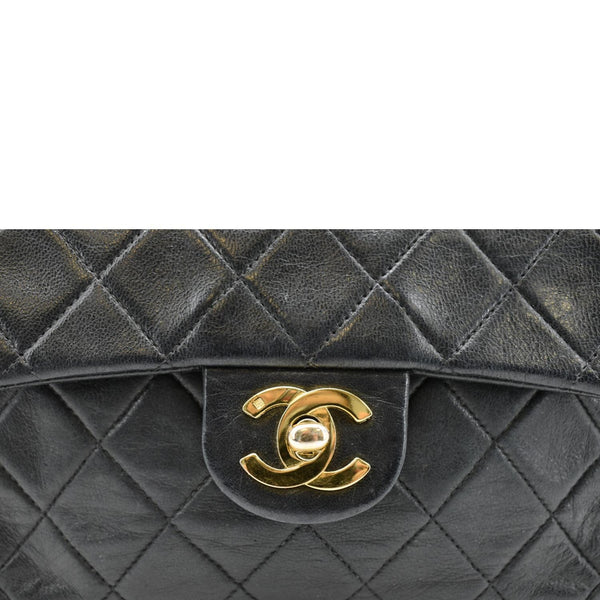 CHANEL Classic Flap Vintage Mini Square Lambskin Leather Crossbody Bag Black