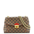 LOUIS VUITTON Caissa Chain Damier Ebene Clutch Shoulder Bag Brown