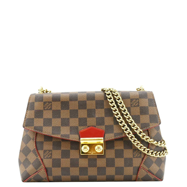 LOUIS VUITTON Caissa Chain Damier Ebene Clutch Shoulder Bag Brown