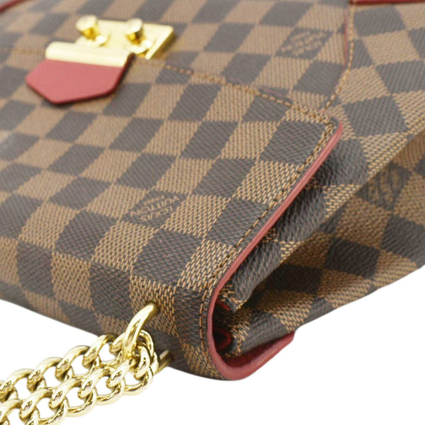 LOUIS VUITTON Caissa Chain Damier Ebene Clutch Shoulder Bag Brown