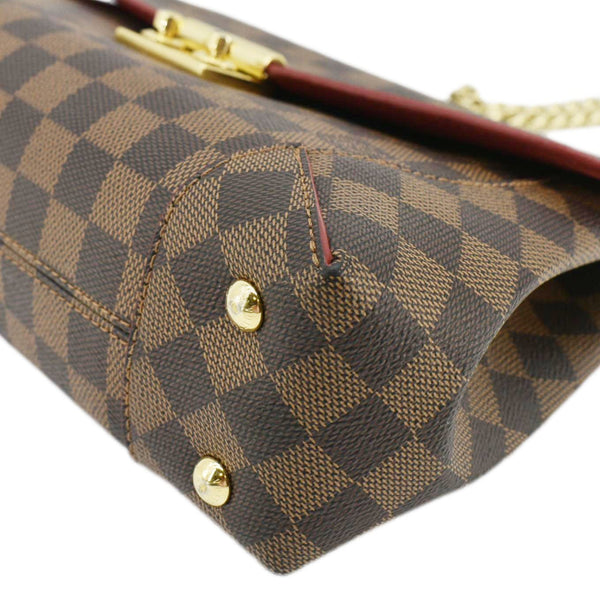 LOUIS VUITTON Caissa Chain Damier Ebene Clutch Shoulder Bag Brown