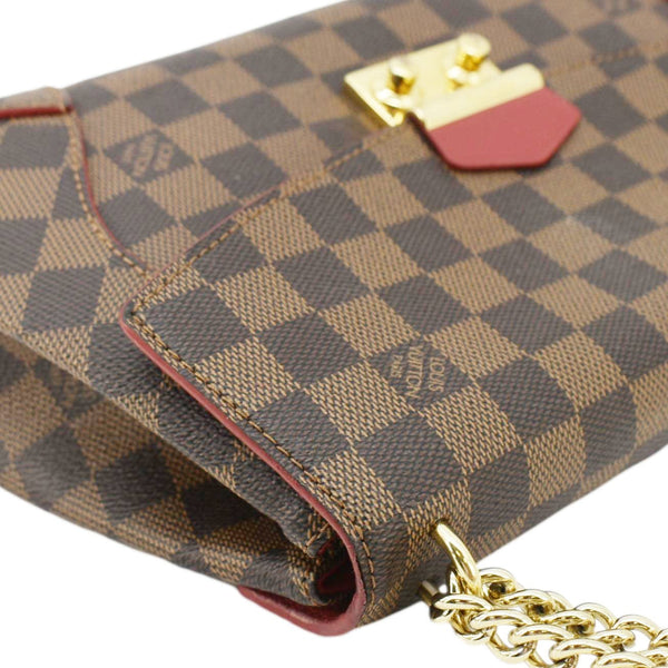 LOUIS VUITTON Caissa Chain Damier Ebene Clutch Shoulder Bag Brown