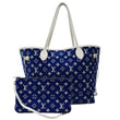 LOUIS VUITTON Neverfull MM  Jacquard Velvet Monogram Shoulder Bag Blue