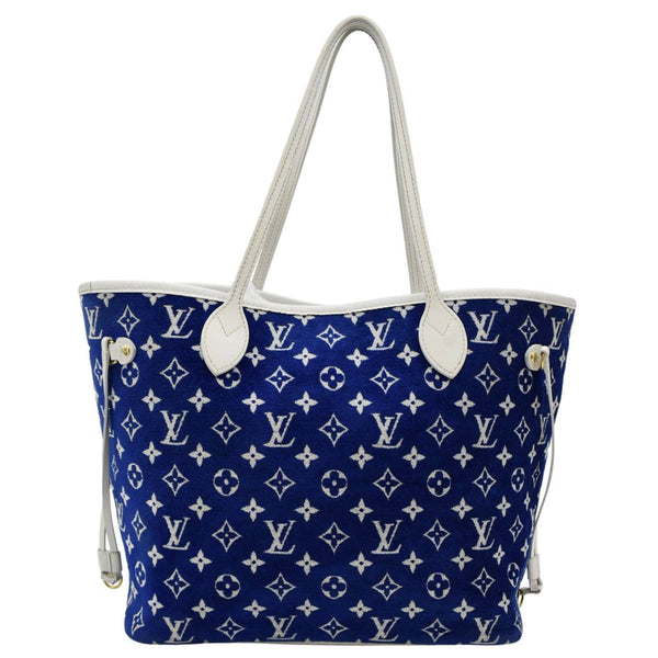 LOUIS VUITTON Neverfull MM  Jacquard Velvet Monogram Shoulder Bag Blue