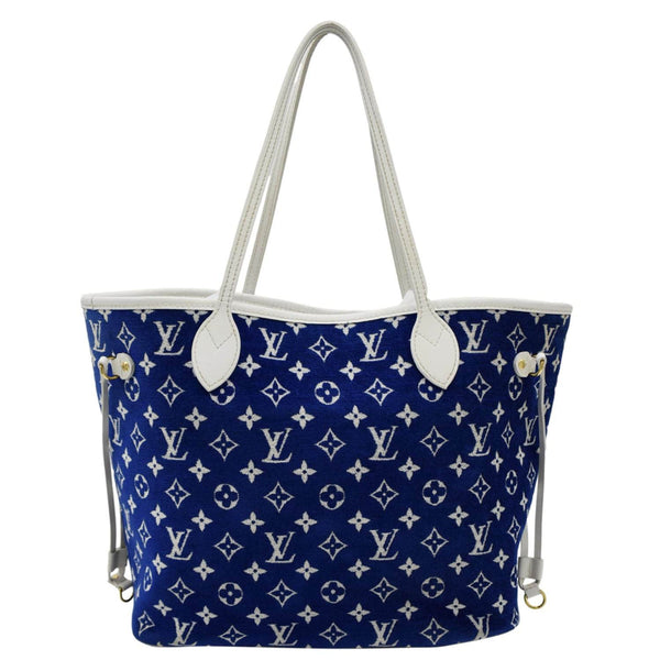 LOUIS VUITTON Neverfull MM  Jacquard Velvet Monogram Shoulder Bag Blue