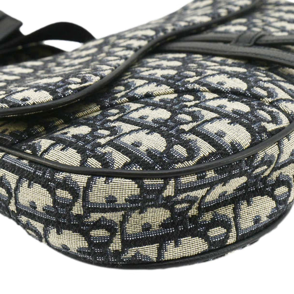 CHRISTIAN DIOR Saddle Oblique Jacquard Belt Crossbody Bag Navy Blue