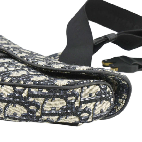 CHRISTIAN DIOR Saddle Oblique Jacquard Belt Crossbody Bag Navy Blue