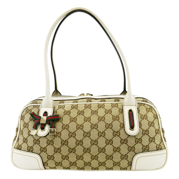 GUCCI Web Sherry Line GG Canvas Shoulder Bag Beige 161720