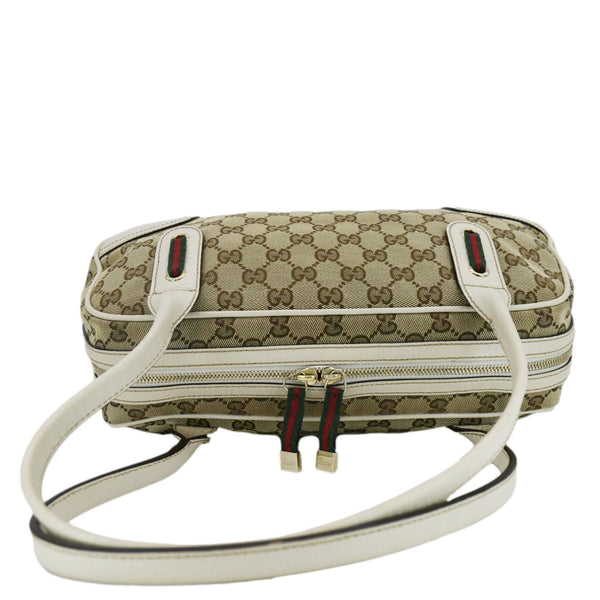 GUCCI Web Sherry Line GG Canvas Shoulder Bag Beige 161720