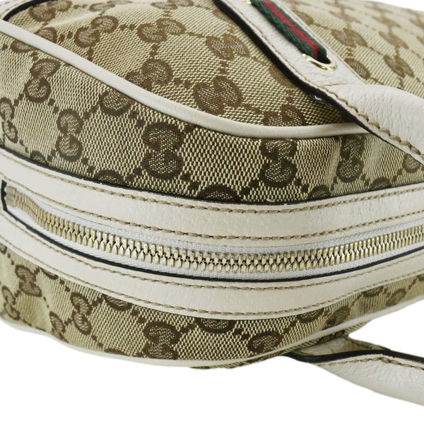 GUCCI Web Sherry Line GG Canvas Shoulder Bag Beige 161720