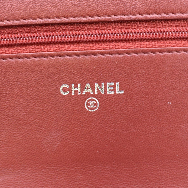 CHANEL Camellia Wallet On Chain Leather Crossbody Bag Red