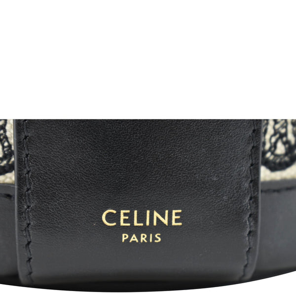 CELINE Classic Triomphe Tambour Canvas Shoulder Bag Black