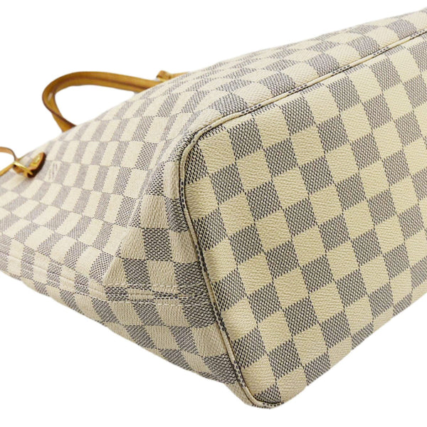 LOUIS VUITTON Neverfull MM Damier Azur Shoulder Bag White