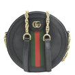 GUCCI Ophidia Mini GG Round Web Leather Crossbody Bag Black 550618