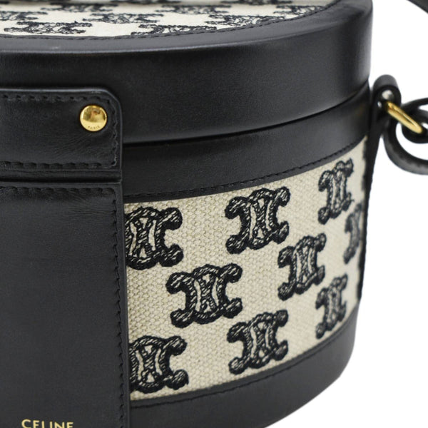 CELINE Classic Triomphe Tambour Canvas Shoulder Bag Black