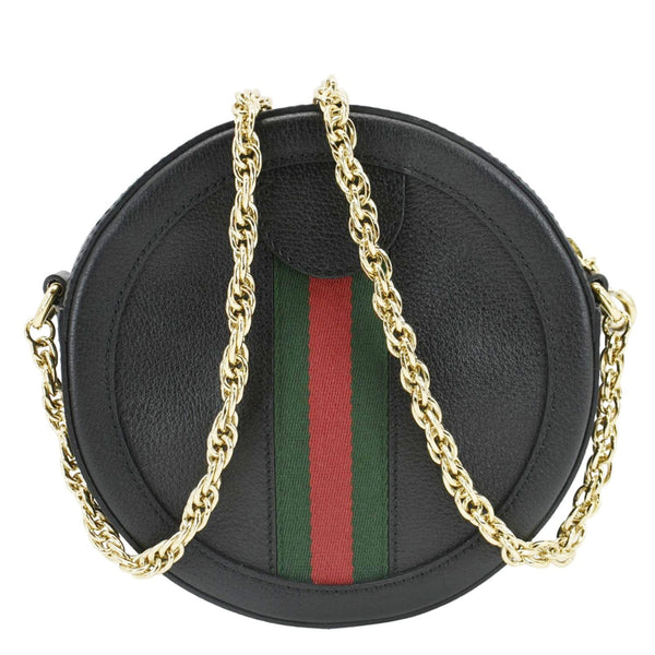 GUCCI Ophidia Mini GG Round Web Leather Crossbody Bag Black 550618