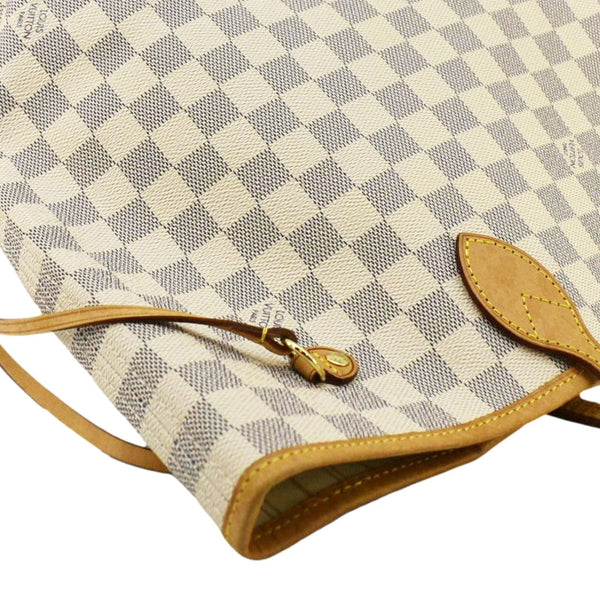 LOUIS VUITTON Neverfull MM Damier Azur Shoulder Bag White