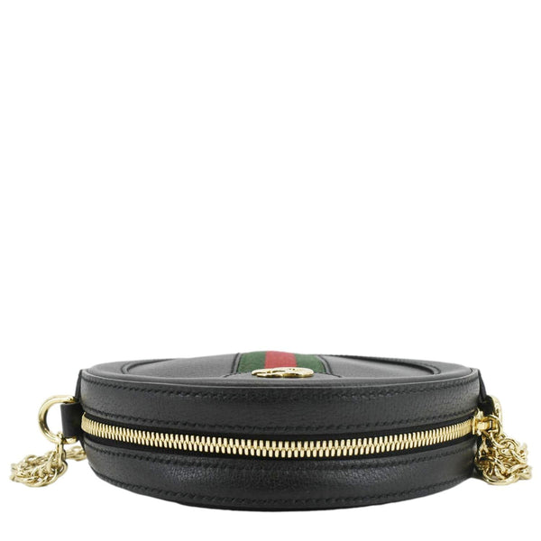 GUCCI Ophidia Mini GG Round Web Leather Crossbody Bag Black 550618