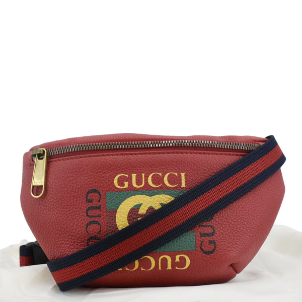 GUCCI Print Small Leather Belt Waist Bum Bag Red 527792