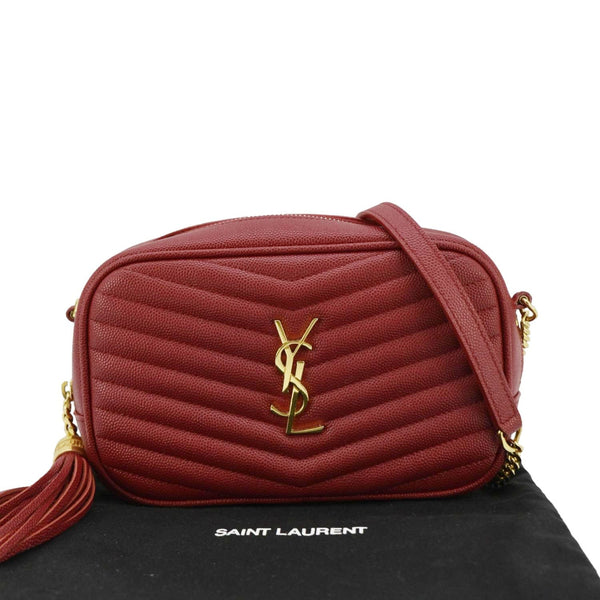 YVES SAINT LAURENT Lou Quilted Leather Camera Crossbody Bag Red