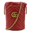 GUCCI GG Marmont Mini Matelasse Chevron Leather Bucket Crossbody Bag Red 575163