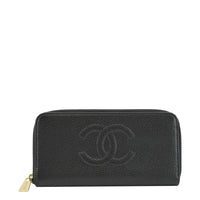 CHANEL CC Timeless Large Caviar Leather Zip Around Wallet Black