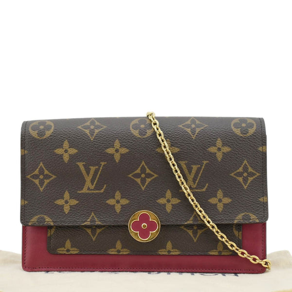 LOUIS VUITTON Flore Monogram Canvas Chain Wallet Shoulder Bag Fuchsia